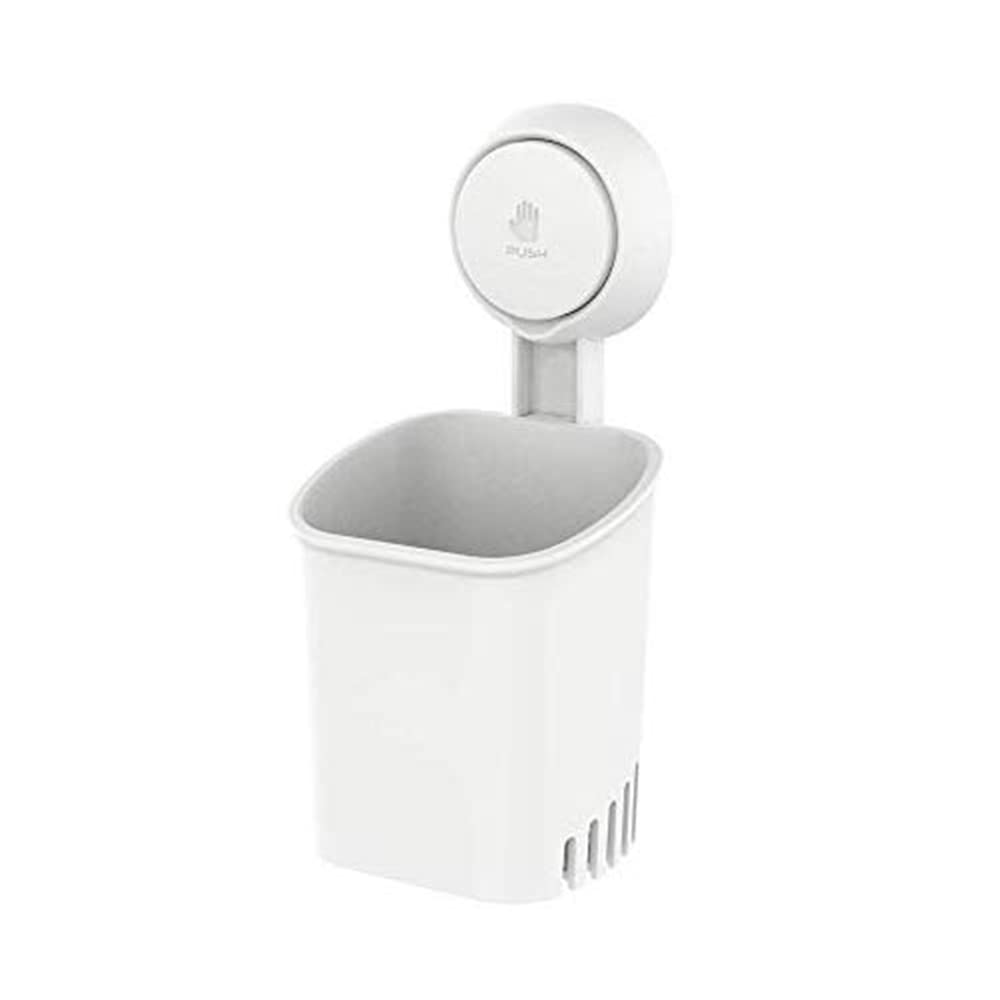 Nyarra Toothbrush Holder For Bathroom, Easy One Push Wall Mount With Powerful Vacuum Suction Cup, Multifunctional Organizer Whit